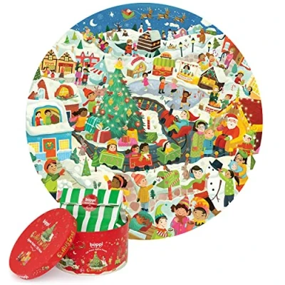 Abbildung von boppi Weihnachtspuzzle für Kinder, 150 Teile, rund, Kinder ab 5 Jahren, 100% recycelter Karton