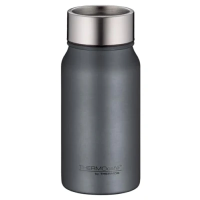 Abbildung von THERMOcafé by THERMOS TC DRINKING MUG grey mat 0,35l, Thermobecher Edelstahl, Isolierbecher, Kaffeebecher to go, auslaufsicher, 8 Stunden heiß 16 kalt, spülmaschinenfest, BPA frei