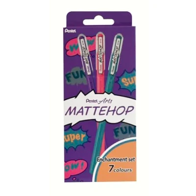 Abbildung von Pentel Mattehop K110V Gelroller mit hochdeckender Tinte in mattem Finish, 1.0 mm, dream colours (7 Stück farblich sortiert)
