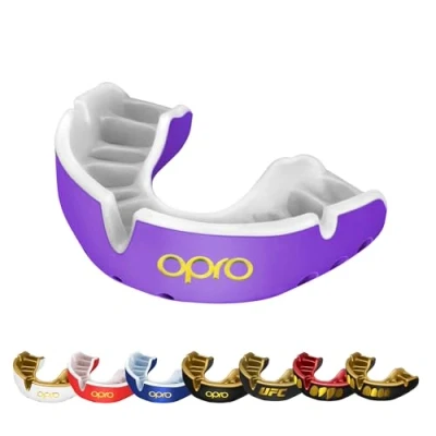 Abbildung von OPRO Gold Level Mundschutz, Mundschutz Sport Erwachsene und Kinder, mit Vorgesetzter Komfort für Boxen, Lacrosse, MMA, Kampfsport, Hockey alle Kontaktsportarten (Lila, Erwachsene)