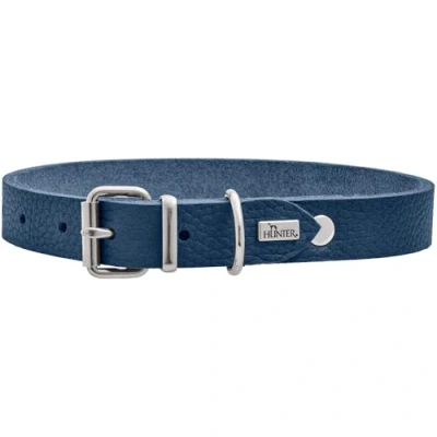 Abbildung von HUNTER Hundehalsband Grenada aus Leder, Farbe: Dunkelblau, handgefertigt in Deutschland, für Training und Alltag, robust, komfortabel, Schlichtes, Elegantes Design, Größe: 42, Umfang: 33 39 cm