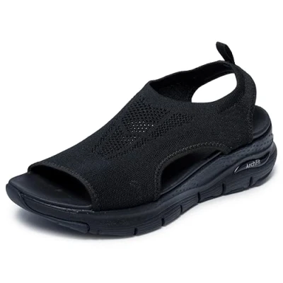 Abbildung von Skechers Arch Fit City Catch Damen Sandalen, Black Knit, 38 EU
