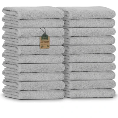 Abbildung von NatureMark 20er Spar Pack Frottier Gästetücher, 30 x 50 cm, 100% Baumwolle, Silber grau