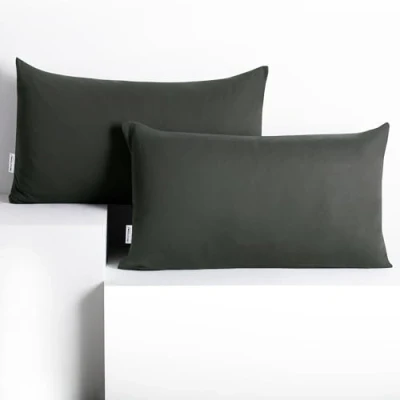Abbildung von DecoKing 2 Kissenbezüge 50x60 cm Jersey 100% gekämmte Baumwolle Reißverschluss Grafit Anthrazite grau Amber