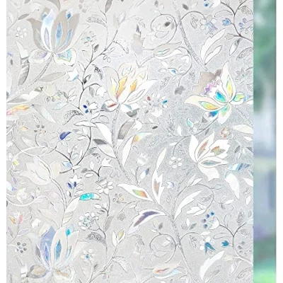 Abbildung von rabbitgoo Fensterfolie Selbsthaftend Blickdicht Sichtschutzfolie Fenster 3D Glasfolie Dekofolie Statisch Haftend Blumen Tulpe 44,5x200cm