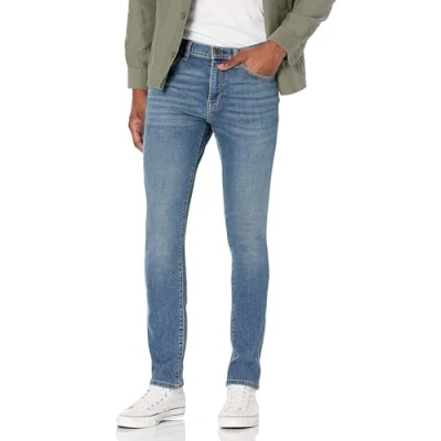 Abbildung von Amazon Essentials Herren Stretchjeans, Skinny Passform, Mittelblau Vintage, 42W / 30L