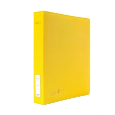 Abbildung von Vault X 3 Ring Trading Kartenordner, passend für 9 Taschen Seiten, 540 Karten, Exo Tec Material, Leicht zu Öffnen, D Klemmordner Sammelkartenspiele, Sportkarten, TCG (Gelb, Schlank)