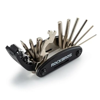 Abbildung von ROCKBROS Fahrrad Multifunktionswerkzeug 16 in 1 Faltbares Reparatur Werkzeug Set Reparaturset Schwarz