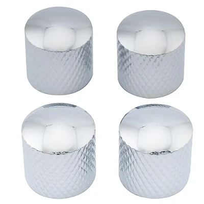 Abbildung von Musiclily Metrisch Gitarren Potiknöpfe Metall Knöpfe Volume Tone Dome Knobs für E Gitarre Bass, Chrom(4 Stück)