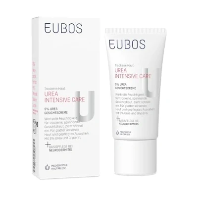 Abbildung von Eubos 5% UREA Gesichtscreme 50ml für trockene Haut Hautvertäglichkeit dermatologisch bestätigt Verbesserung Hydratationsfähigkeit der Spezial Pflegecreme