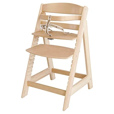 Abbildung von roba Treppenhochstuhl Sit Up III Mitwachsender Baby Hochstuhl ab 6 Monaten Kinderhochstuhl aus Holz natur Stuhl bis 50 kg belastbar, 1 Stück (1er Pack)
