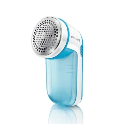Abbildung von Philips Fusselrasierer Fusselentferner für Kleidungsstücke, geeignet alle Textilien, 2 Höheneinstellungen, batteriebetrieben (2X AA Batterien inkl.), blau (GC026/00)