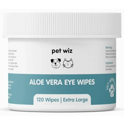 Abbildung von pet wiz Aloe Vera Augenwischtücher für die Reinigung von Hunden und Katzen, Größe XL, 1 Dose