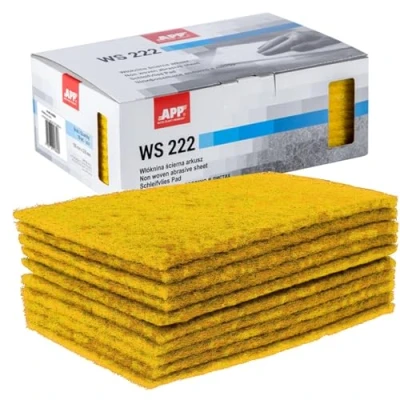 Abbildung von APP WS 222 Schleifvlies Pads, 10er Set, 150 x 230 mm, gelb für Metall, Holz, Stahl &amp; Edelstahl Mikrokörnige Schleifwolle, Körnung: 1000 1200