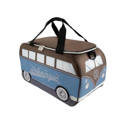 Abbildung von BRISA VW Collection Volkswagen isolierte Kühl Wärme Thermo Picknick Lunch Tasche Box für Lebensmittel im T1 Bulli Bus Design (Petrol &amp; Braun/25 L)