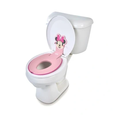 Abbildung von Bright Starts, Disney Baby Minnie Maus Flip &amp; Sit Töpfchensitz, Sicherer Toilettenaufsatz mit Rutschfesten Griffen, Einfache Montage, Ab 18 Monaten, Rosa