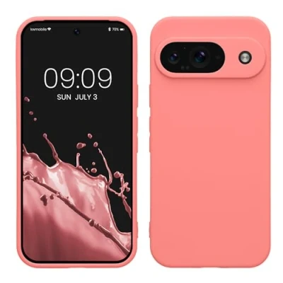 Abbildung von kwmobile Handyhülle kompatibel mit Google Pixel 9 Hülle Handy Case aus weichem Silikon in Pastell Koralle