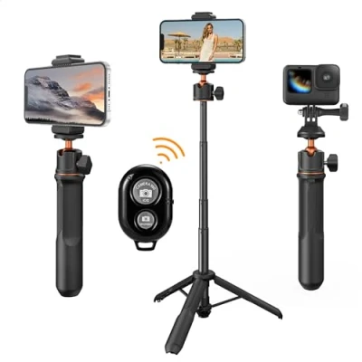 Abbildung von Selfie Stick Tischstativ,K&amp;F Concept MS11 Handy Stativ, 60CM mit Fernbedienung, Stativ für Smartphone,Mini Kompatibel iPhone/Samsung/DJI Osmo Action/Insta 360