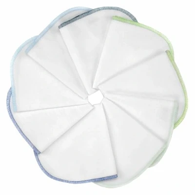 Abbildung von MAKIAN Molton Baby Waschlappen Set mit Schlaufe 9 Stück Moltontücher aus 100% Baumwolle, 30x30 cm, weich &amp; ÖkoTex Standard 100 geprüft, bunten Rand Weiß Blau Grün