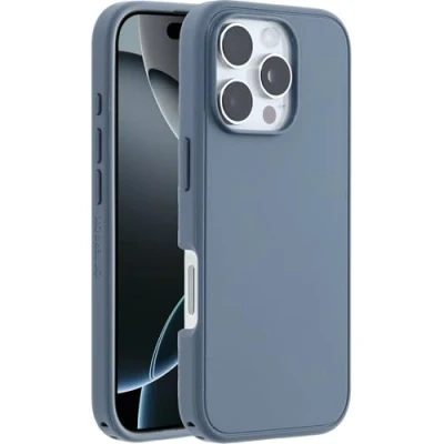 Abbildung von OtterBox Symmetry Series MagSafe Hülle für iPhone 16 Pro, stoßfest, sturzsicher, dünne Schutzhülle, 3X mehr Stürze als nach Militärstandard, Blau