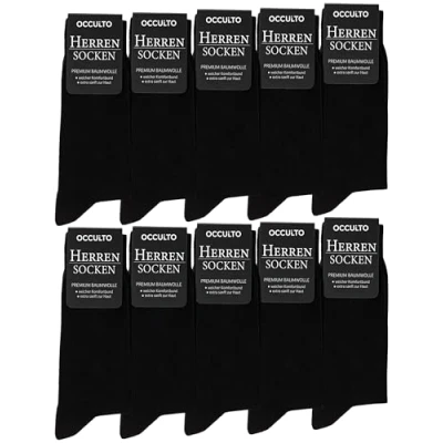 Abbildung von Occulto 10 Paar Diabetikersocken für Herren ohne Naht Gummibund aus Baumwolle Schwarz 39 42