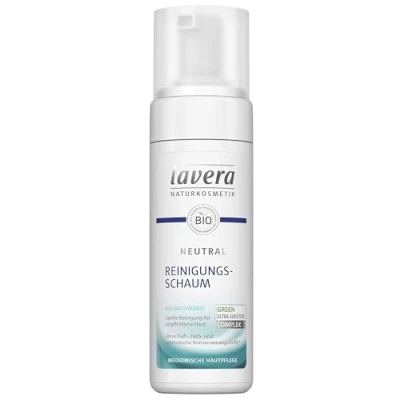 Abbildung von lavera Neutral Reinigungsschaum Bio Nachtkerze Sanfte Gesichtsreinigung empfindliche Haut Neurodermitis Medizinische Hautpflege vegan Pflanzenwirkstoffe Naturkosmetik 150 ml