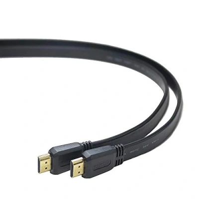 Abbildung von PremiumCord 4K High Speed ​​HDMI Flachkabel + Ethernet, 5 m, Kompatibel mit Video 2160P, Full HD 1080P, Deep Color, 3D, Arc, 3x geschirmt, 10, 2Gbps, vergoldete Anschlüsse, Schwarz