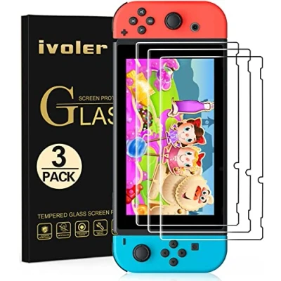 Abbildung von ivoler [3 Stücke Panzerglas für Nintendo Switch, Schutzfolie Folie Displayschutzfolie Switch [Anti Kratzer][Bläschenfrei][HD Clear]