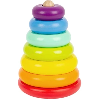 Abbildung von Small Foot Stapelturm Regenbogen, Motorik Klassiker aus Holz, buntes Stapelspiel, für Kinder ab 12 Monaten, 11775 Toys