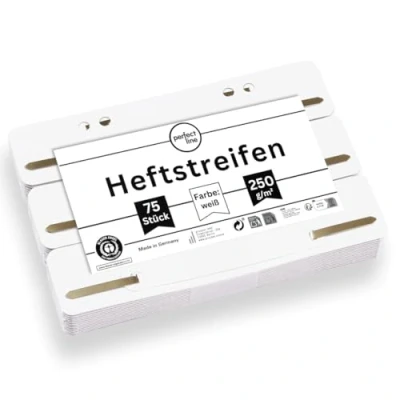 Abbildung von perfect line 75 Heftstreifen Pappe, recycling Karton, 250 g/m², MADE IN GERMANY (weiß.)