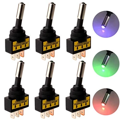 Abbildung von Gebildet 6pcs 12V 24V 20A 3Pin KFZ Auto Kippschalter Schalter Wippschalter LED Licht Lampe Beleuchtet(Blau/Rot/Grün,Jeder 2pcs)