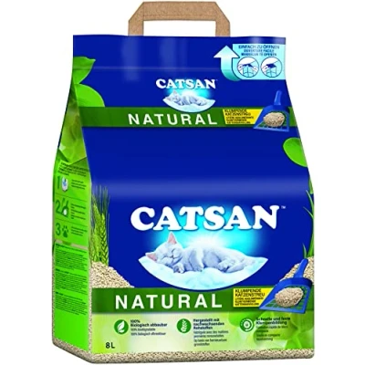 Abbildung von CATSAN Natural Kompostierbare Klumpstreu für Katzen aus 100% Pflanzenfasern Biologisch abbaubar Beutel (1 x 8 Liter)
