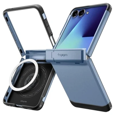 Abbildung von Spigen Tough Armor Pro MagFit Hülle für Samsung Galaxy Z Flip 7, Kompatibel mit MagSafe Sierra Blue