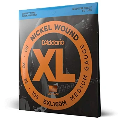 Abbildung von D&#039;Addario E Bass Gitarrensaiten Saiten Bassgitarre Strings Guitar EXL160M Medium, 50 105 Medium Scale