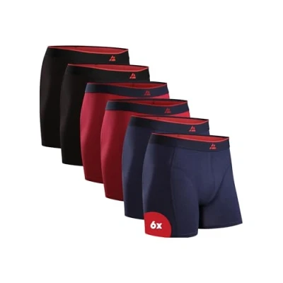 Abbildung von DANISH ENDURANCE Bambus Boxershorts Herren (6er10er Pack), Unterhosen Herren, Mit oder ohne Eingriff, Mehrfarbig (2xSchwarz, 2xRot, 2xMarineblau), 4XL