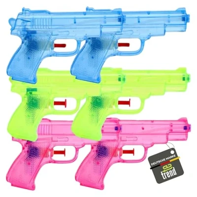 Abbildung von TE Trend 6er Wasserspielzeug Set für Kinder kompakte Wasserpistolen endlosen Spaß robuste Spielzeug unbeschwerte Spiele langlebige Spritzpistolen in Blau, Grün &amp; Pink
