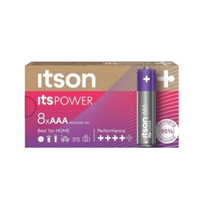 Abbildung von ITSON, Batterien AAA, 8 Stück, 1.5V, Alkaline Batterien, für Uhren, Taschenlampen, Fernbedienungen, umweltfreundliche Verpackung 95% recycelt