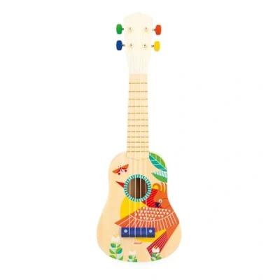 Abbildung von Janod Gioia Ukulele aus Holz Musikinstrument für Kinder Rollenspiel und Musikalische Früherziehung Wasserfarbe Ab 3 Jahren, J07652