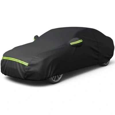 Abbildung von Favoto Autoabdeckung Winter Vollgarage Auto Abdeckplane Staubdicht Wasserdicht Autohülle Autoplane Car Cover für 435 470cm Limousine Schwarz 465cm x 190cm 150cm 2.8kg