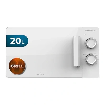 Abbildung von Cecotec Mikrowelle mit Grill Proclean 3120 Flatbed. Kapazität 20 l, 700 W, 6 Stufen, 800 FullWhite Tür, schnelles und goldenes Garen, 3DWave Technologie für perfekte Ergebnisse