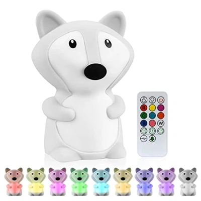 Abbildung von Vicloon Nachtlicht Kinder, Baby Nachttischlampe mit Fernbedienung und Touch Steuerung, Wiederaufladbare, Lichtintensität Einstellbar LED Kinderzimmerlampe für Babyzimmer（Fuchs）
