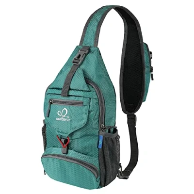 Abbildung von WATERFLY Brusttasche Sling Bag Klein: Faltbarer Herr Crossbody Bodybag Crossbag Slingbag Crossover Single Chest Rucksack Schultertasche Schulterrucksack Cross Body Herren Damen Reisen Wandern