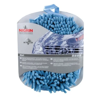Abbildung von NIGRIN 71110 Waschhandschuh Mikrofaser mit Insektennetz (farblich sortiert), 17 x 22 cm, blau