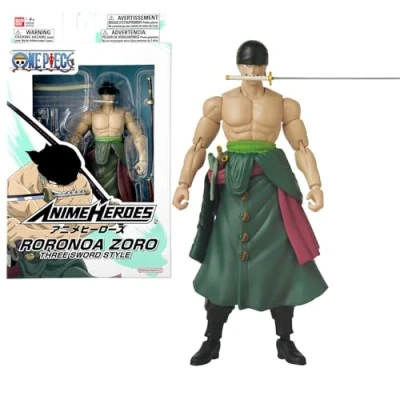 Abbildung von BANDAI Anime Heroes One Piece Figur Lorenor Zorro 17 cm Three Sword Style Offizielle Lizenz Bewegliche Manga 3 Schwerter Spielzeug für Kinder ab 4 Jahren 37052