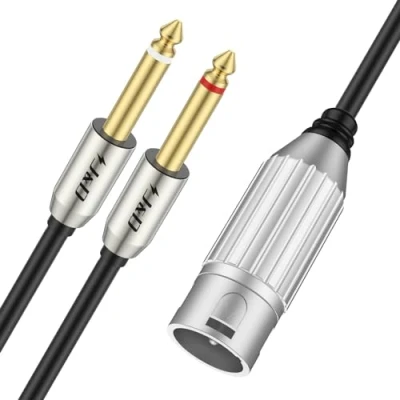 Abbildung von J&amp;D Dual 1/4&quot; auf XLR, XLR Stecker 6,35mm TS Monostecker Mikrofon Kabel, Vergoldeter Stereo Audio Konverter Kabel und Y Splitter 1 Meter