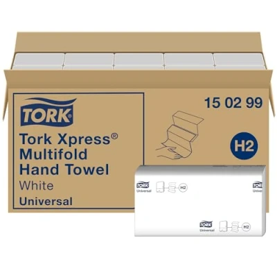 Abbildung von Tork Xpress Multifold Papierhandtücher 150299 H2 Universal Falthandtücher für Handtuchspender mehrfach gefaltet, 2 lagig, weiß 20 x 237 Tücher