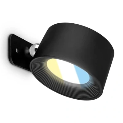 Abbildung von BRILONER Wandleuchte ohne Stromanschluss mit Akku, magnetisch abnehmbar, 360 Grad drehbar, dimmbar, CCT, Innen, Wandlampe, Bettlampe, Lampe Bett, Leselampe, 8,7x7,5x4,8cm, Schwarz