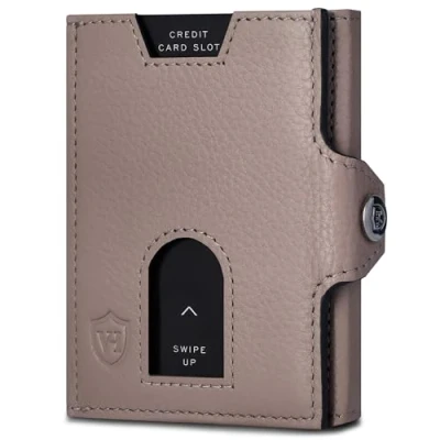 Abbildung von VON HEESEN Slim Wallet mit RFID Schutz Geldbörse Herren klein Mini Geldbeutel Damen Portmonee Kartenetui Echtleder Karten Portemonnaie Leder Kreditkartenetui Taupe
