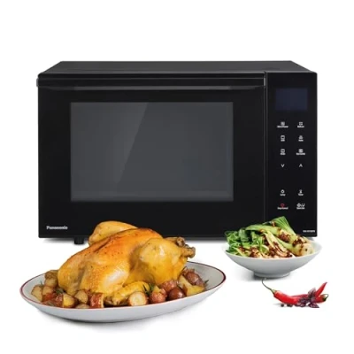Abbildung von Panasonic NN DF38PBEPG Kombi Mikrowelle &amp; Grill, 1000 W, 23 l, Inverter Tech, Eco Modus, Flachbett, 16 Auto Programme Auftau Modi, emailliertes Blech, Gitterrost, leichte Reinigung, Schwarz