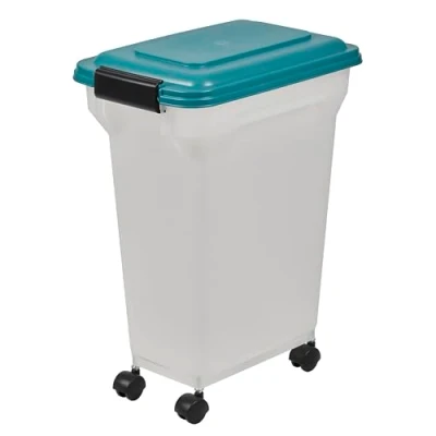 Abbildung von Iris Ohyama Hundefutter Aufbewahrung mit Rollen, 20L/7.5kg, Blau, Luftdichte Futterbox, Trockenfutter, Futterbehälter, Für Hunde, Katzen, Tierfutterbehälter, Schaufel, BPA frei, Futtertonne, ATS M